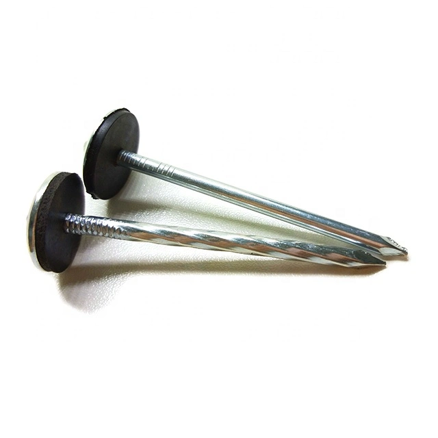 China Galvanized Low Carbon Umbrella Head Twisted Shank Galvanized Roofing Nail with Washer