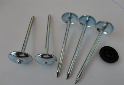 Clavos para techos de paraguas de vástago liso torcido de hierro con arandela de goma galvanizada