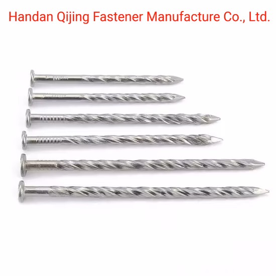 2.3X50mm Electro Galvanizado Vástago torcido Clavos para paletas a granel Clavos para paletas de 25 kg